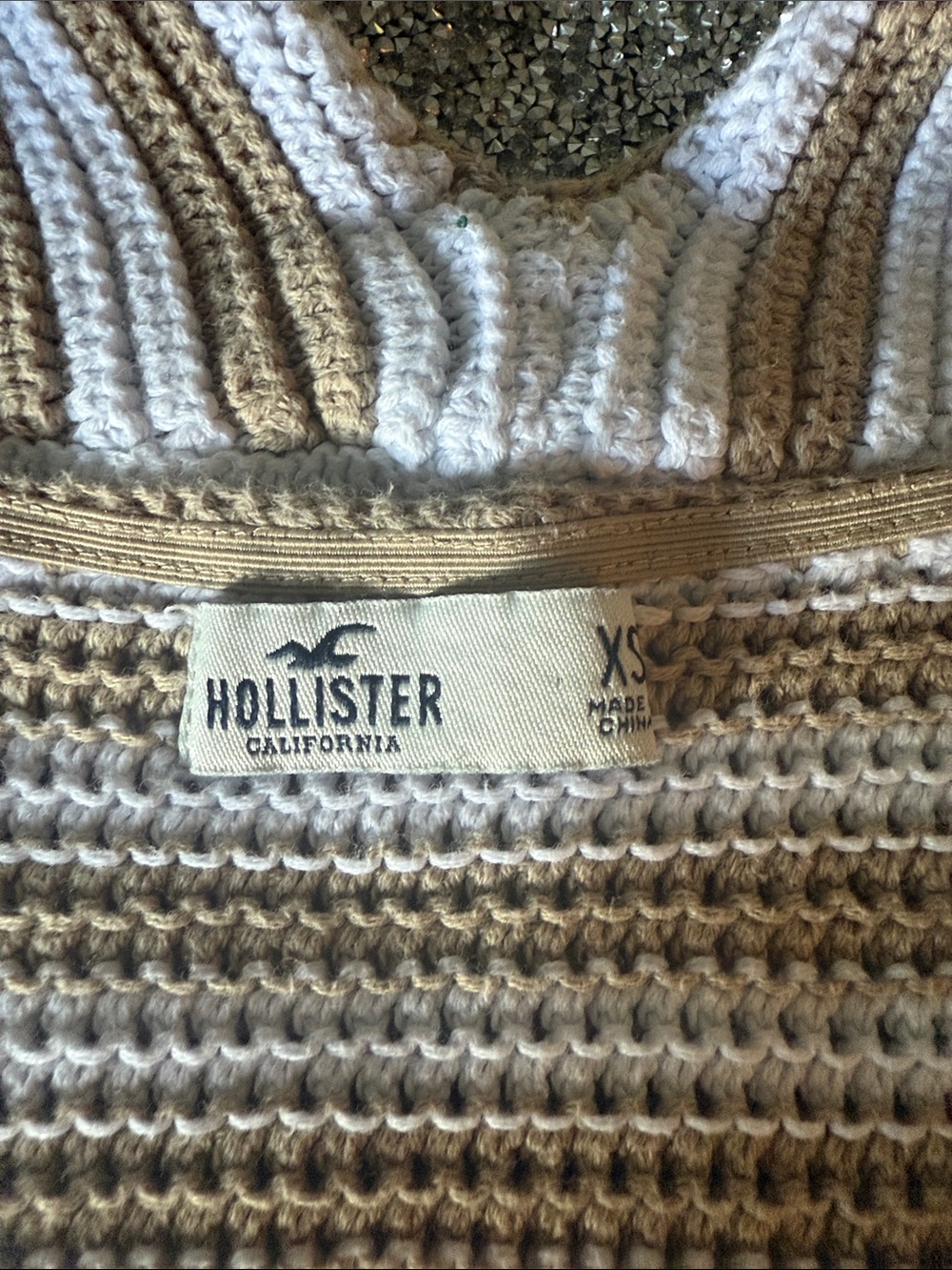 Hollister Striped Crochet Bralette Camisole in Cream and Beige - Size XS - Picture 3 of 5
